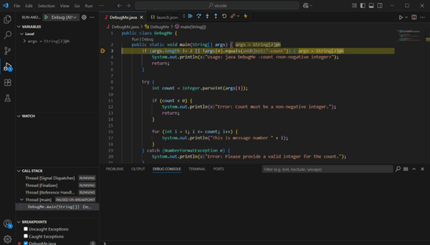 Once the debugger successfully attaches to the remote Java application, you will see the following screen